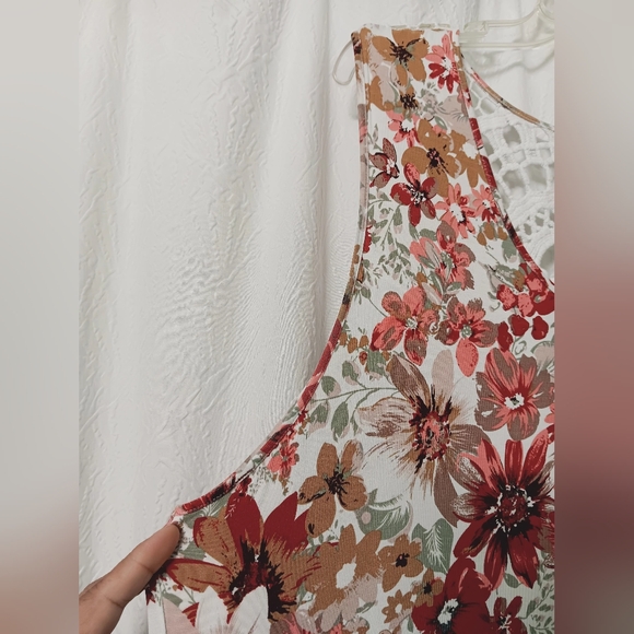 Soft Surroundings Maxi Dress White Red Gold Floral Print Viscose Size 2X - Picture 2 of 11